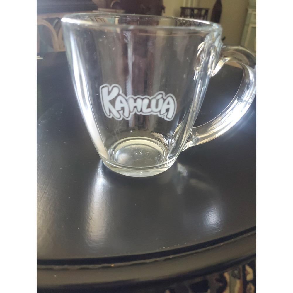 KAHLUA Etched Logo Coffee Cup Tea Mug Clear Glass 4in Tall 12oz - Picture 2 of 6